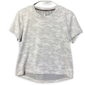 Spyder Women's Athletic Shirt Size Large Gray Camo Performance Short Sleeve